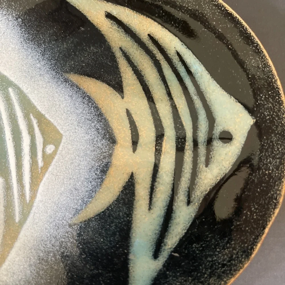 Vitnage MCM Midcentury Modern Enamel on Copper Angelfish Fish Catch All Dish 60s